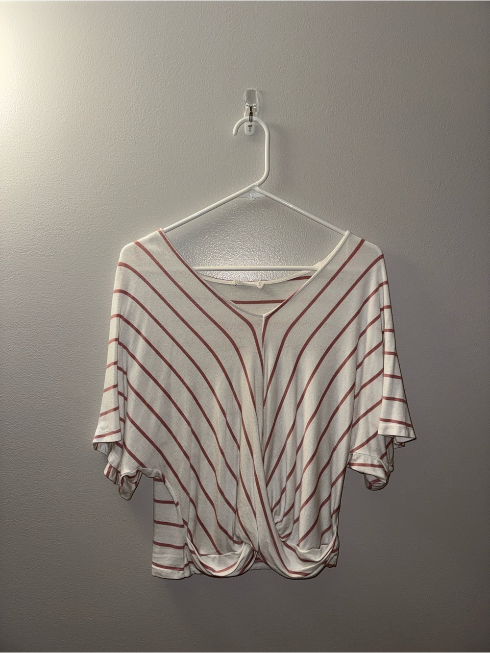 Lush White Crop Top with Rust Stripes